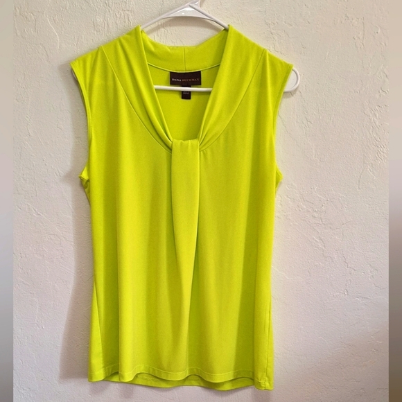 Dana Buchman Knot Front V Neck Sleeveless Green Tank Top Size M - Picture 2 of 5